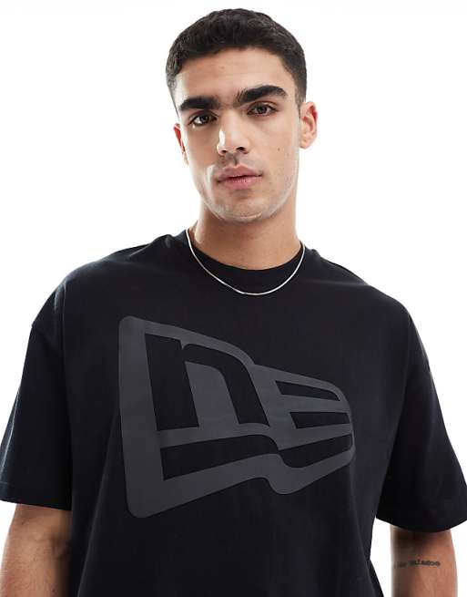 asos New Era flag logo oversized t-shirt in black