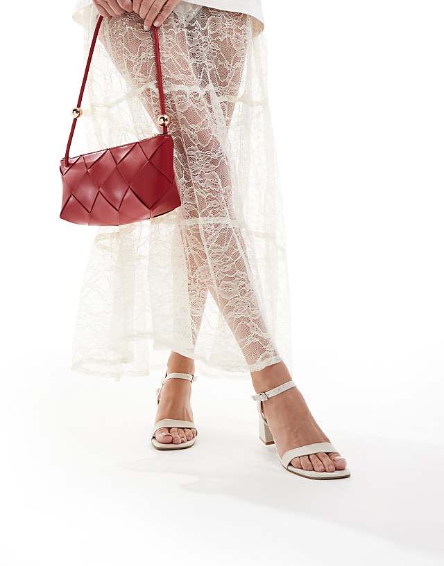 Asos New Look Block Heeled Sandal In Linen Blend