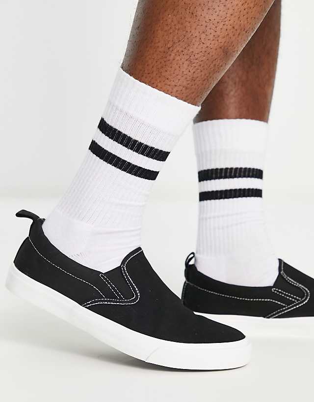 Asos New Look Canvas Slip On Trainers In Black