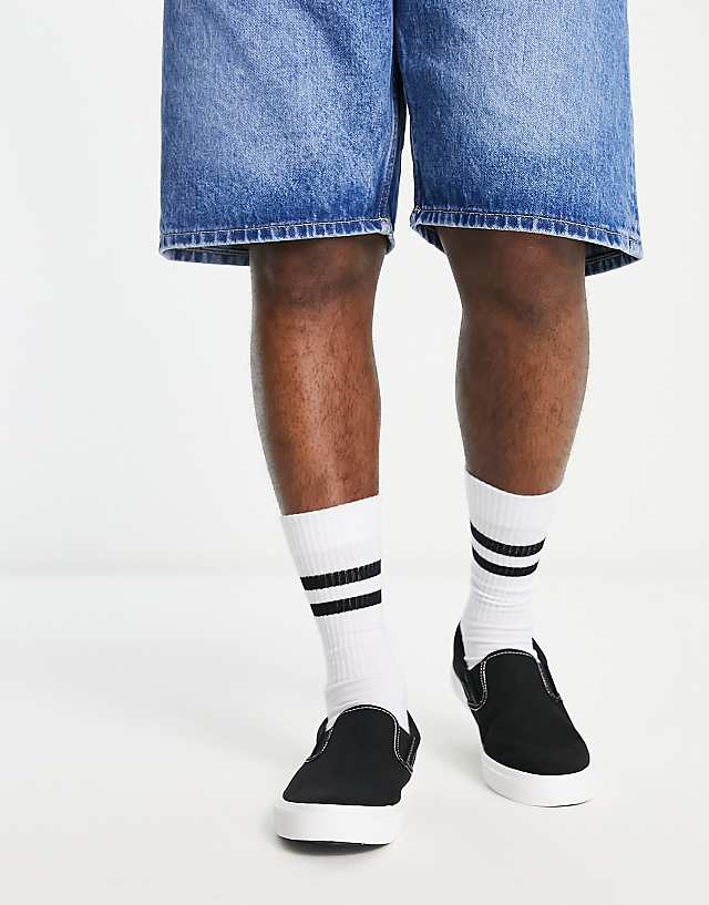 asos New Look canvas slip on trainers in black