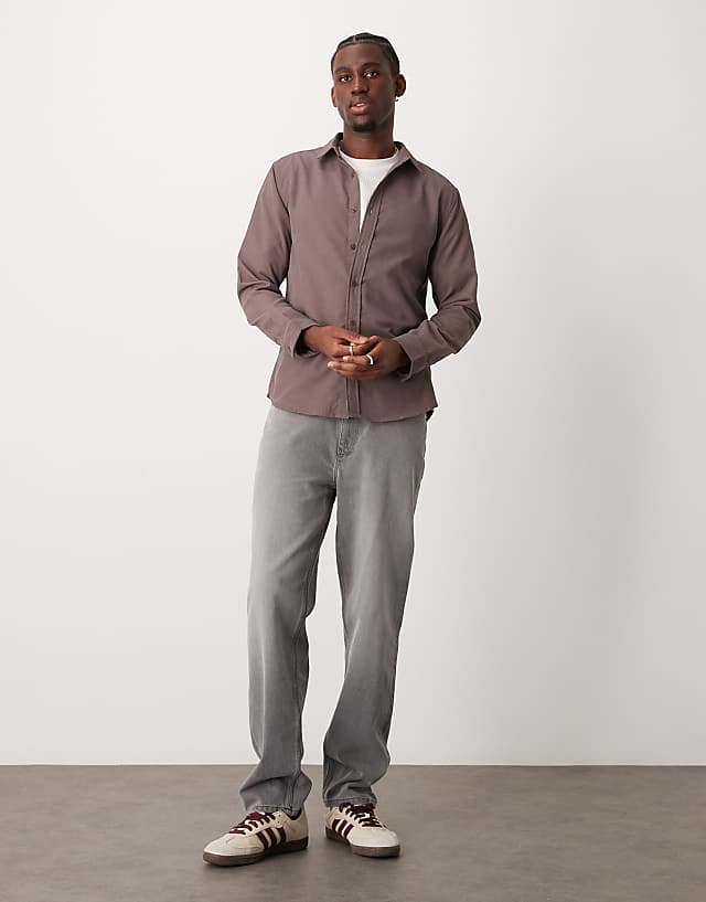 Asos New Look Cord Shirt In Mid Brown