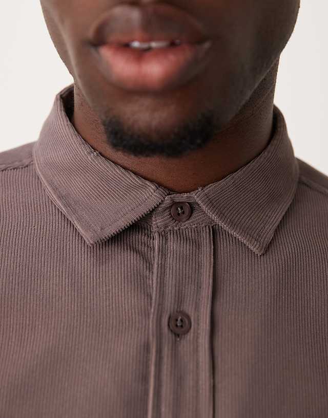Asos New Look Cord Shirt In Mid Brown