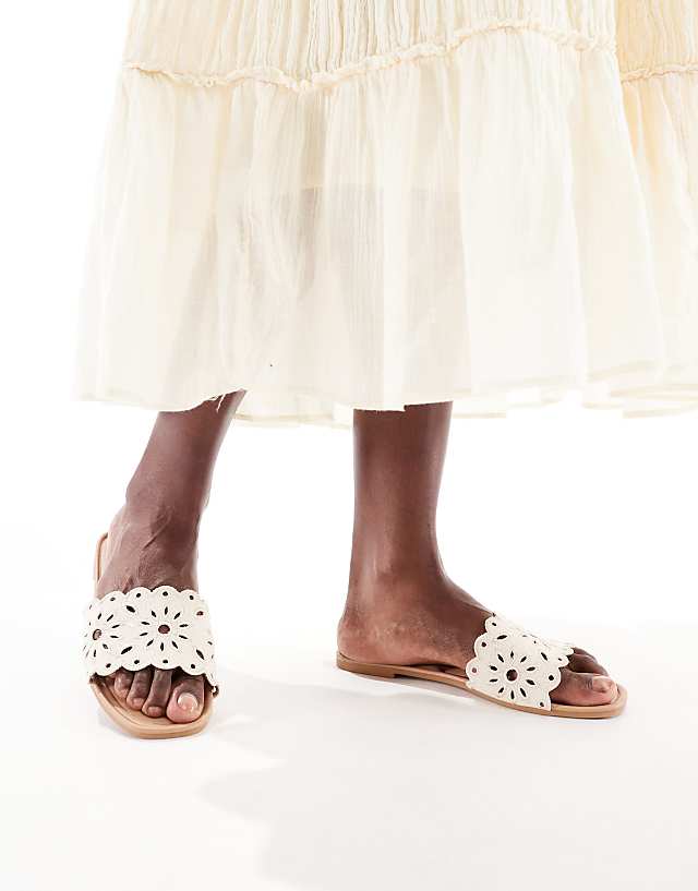 asos New Look cut out linen look sandal in cream asos New Look cut out linen look sandal in cream