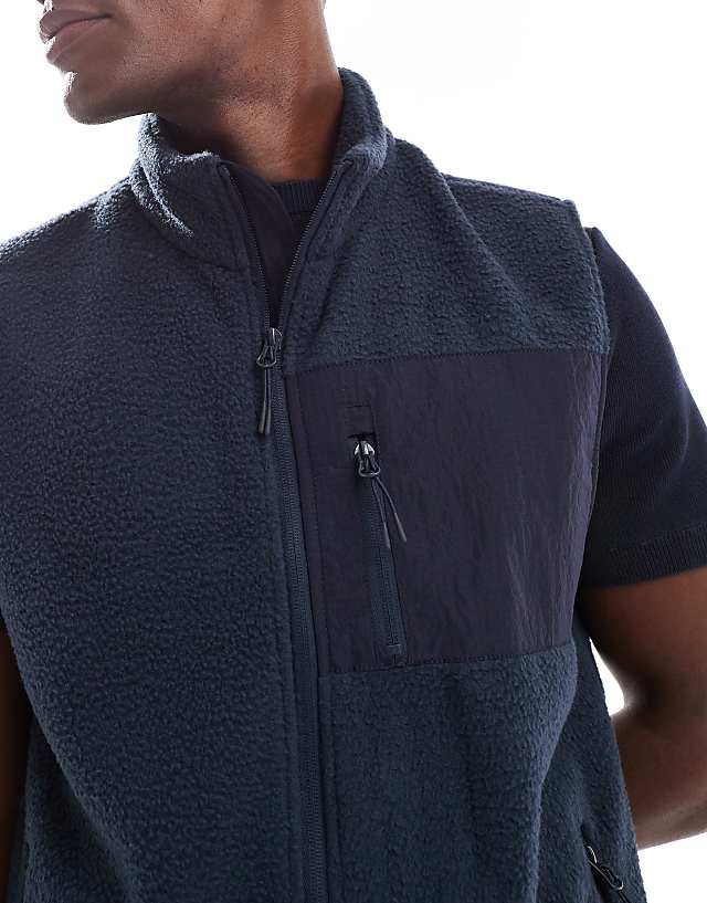 Asos New Look Fleece Gilet In Navy