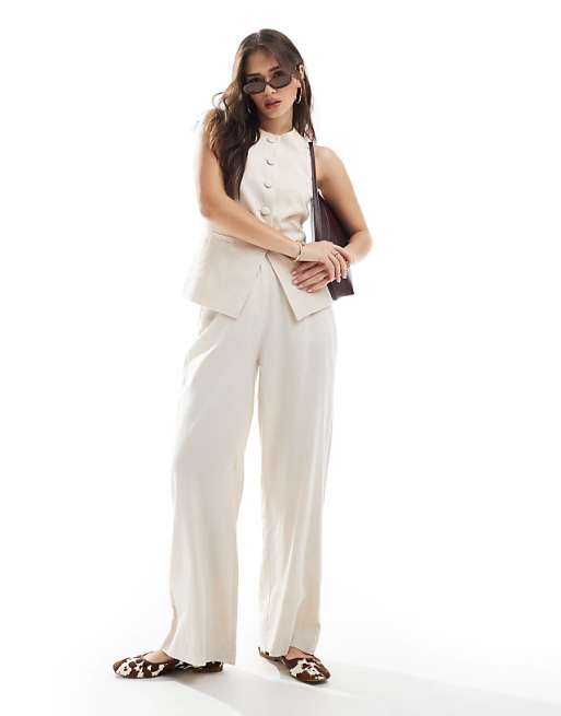 Asos New Look Linen 3 Piece Co-ord In Stone