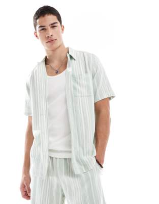Asos New Look Linen-blend Stripe Co-ord In Green