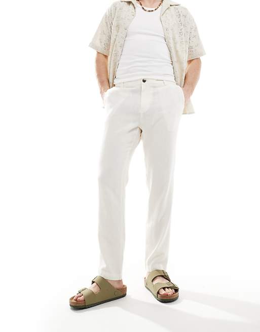 Asos New Look Linen-blend Trouser In Sand