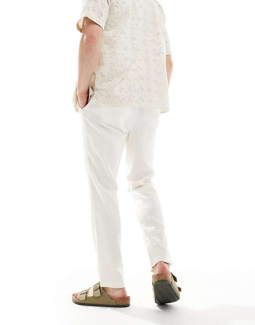 Asos New Look Linen-blend Trouser In Sand