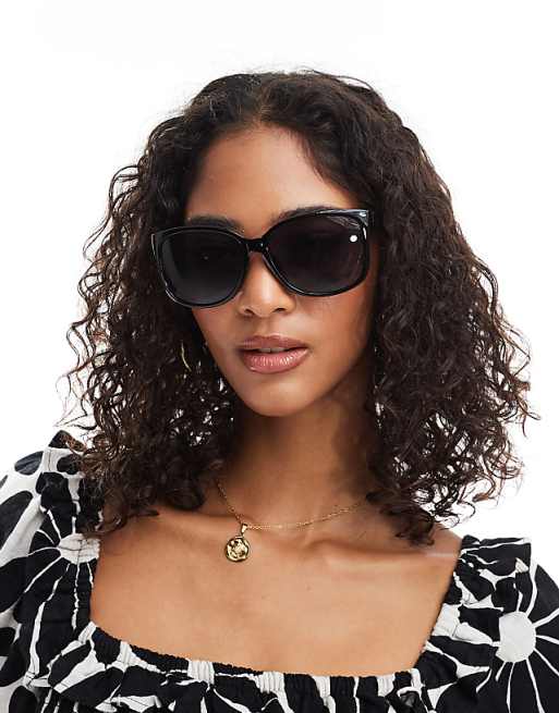 asos New Look oversized round sunglasses in black