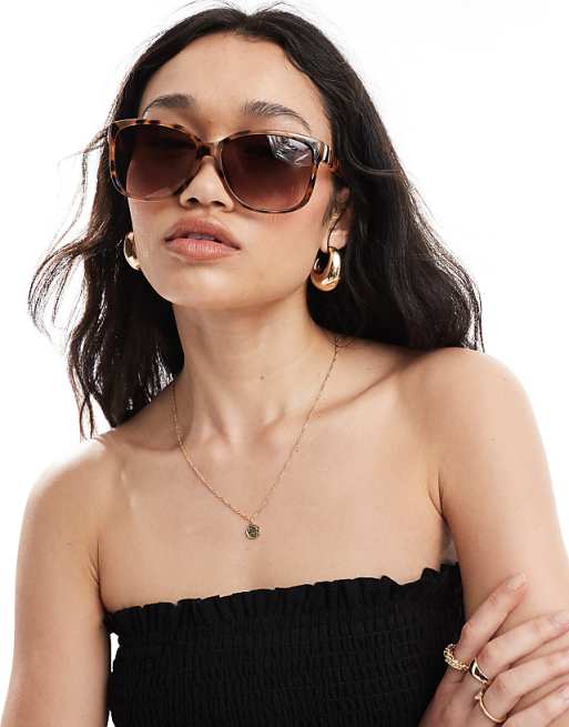 asos New Look oversized round sunglasses in brown