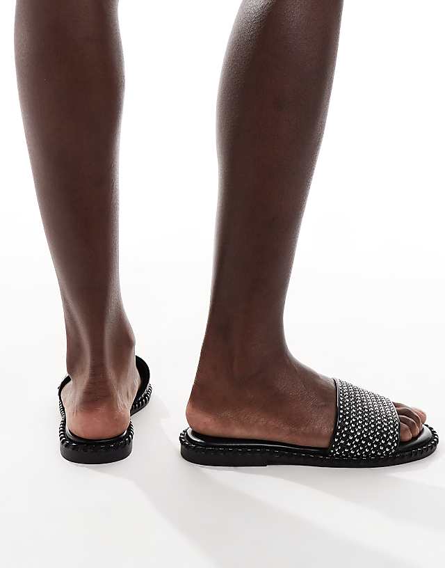 Asos New Look Raffia Slider In Black