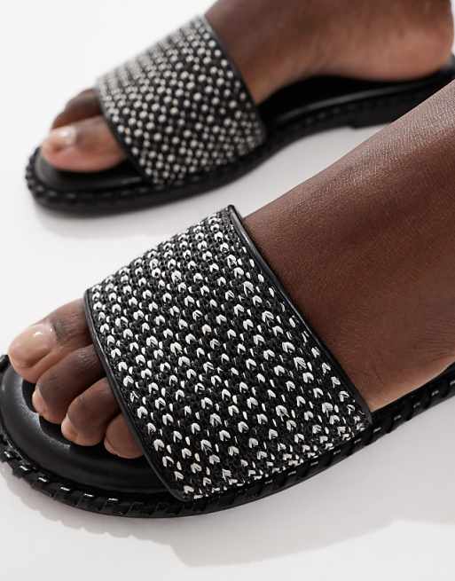 Asos New Look Raffia Slider In Black