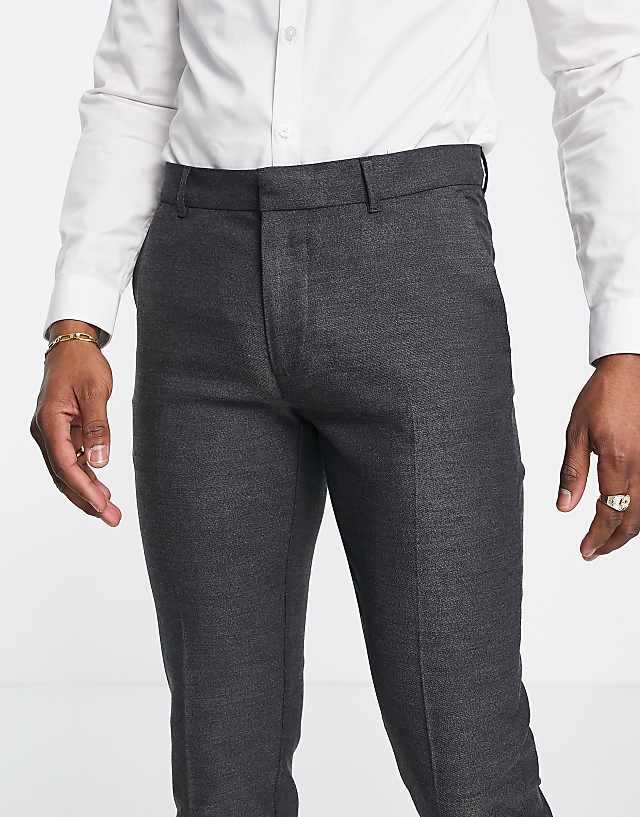Asos New Look Skinny Suit Trousers In Dark Grey
