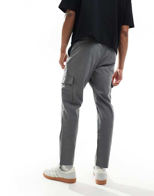 Asos New Look Smart Cargo Trousers In Grey