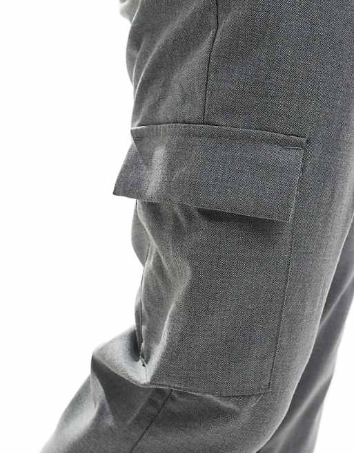 Asos New Look Smart Cargo Trousers In Grey