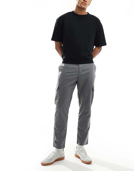Asos New Look Smart Cargo Trousers In Grey