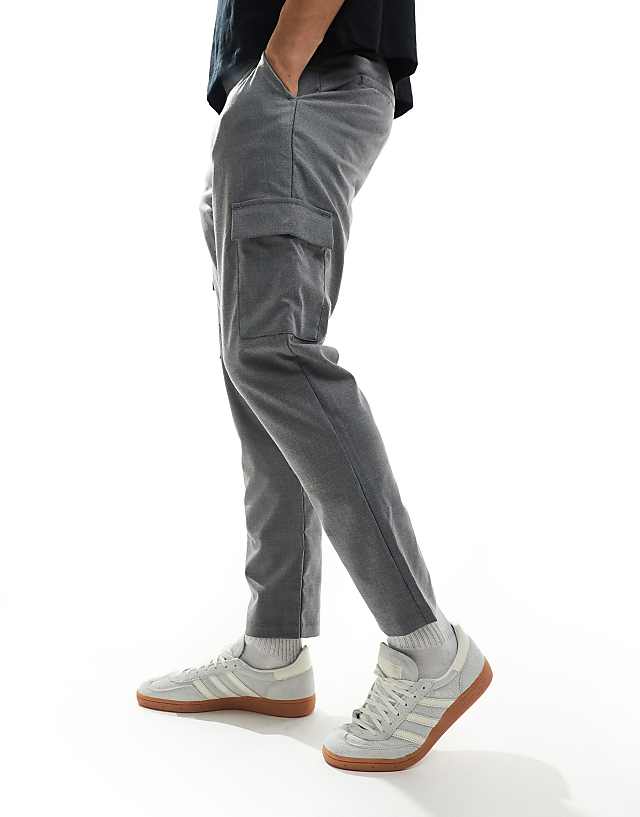 asos New Look smart cargo trousers in grey
