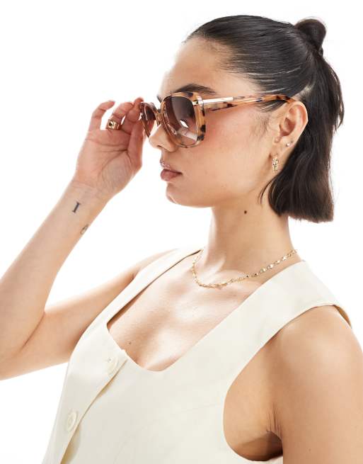 Asos New Look Sqaure Sunglasses In Brown