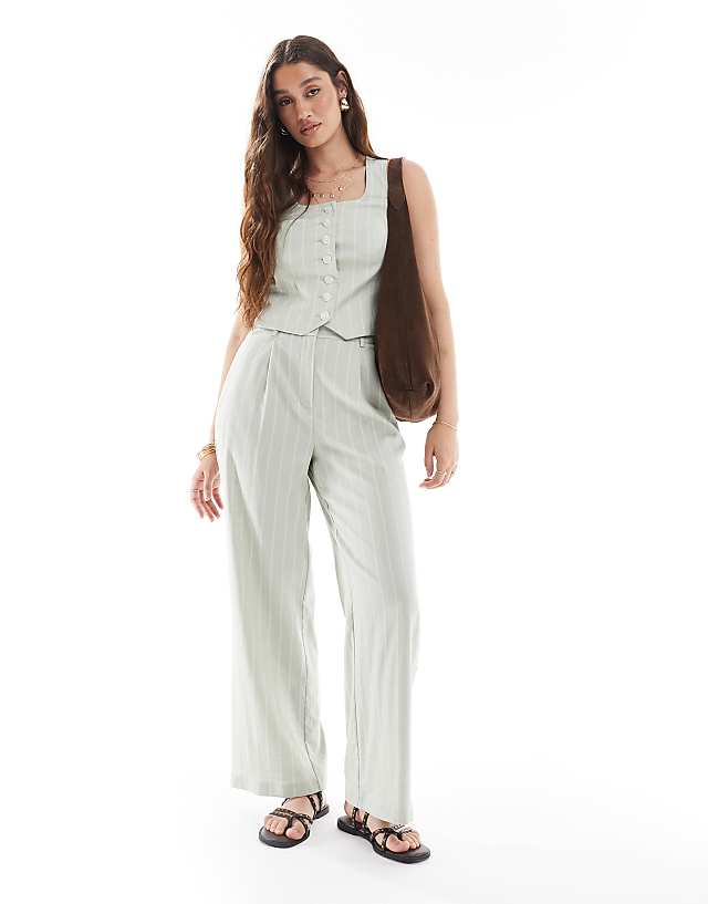 asos New Look striped tailoring co-ord in green