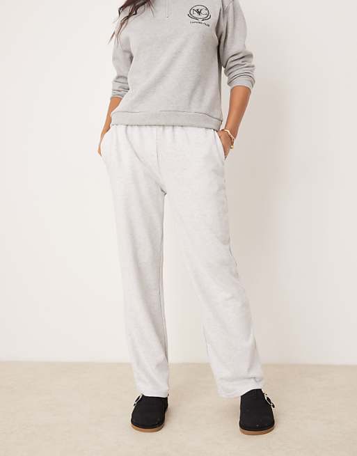 Asos New Look Wide Leg Joggers In Grey Marl