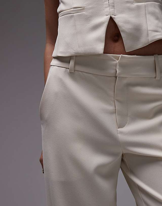 Asos Nia Sage Linen Wide Leg Trousers In Birch