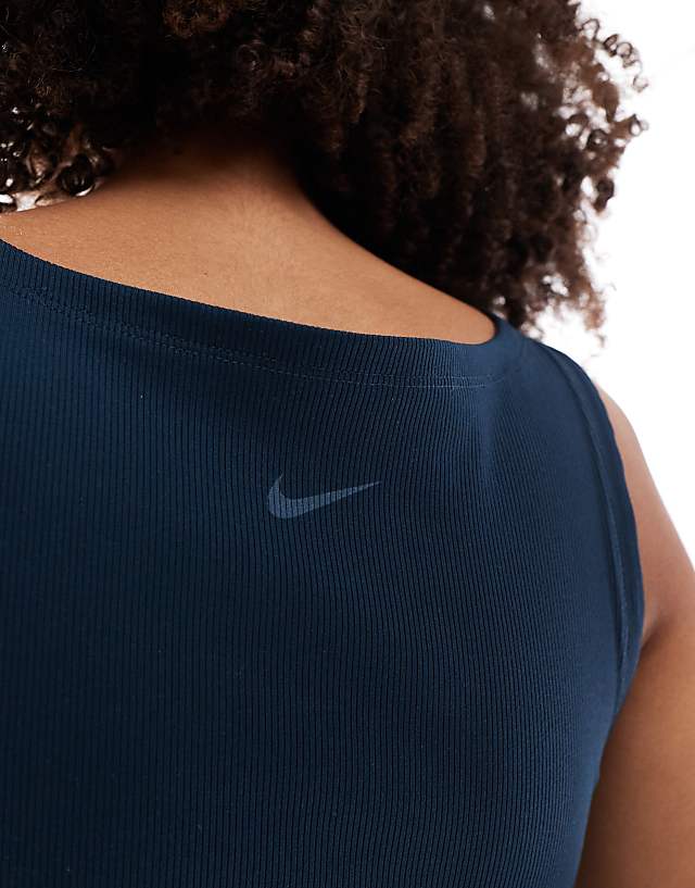 Asos Nike One Training Wrapped Ribbed Vest In Navy