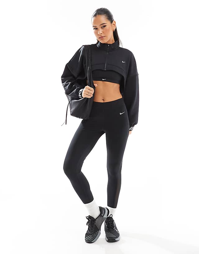 Asos Nike Pro Training Cropped Fleece In Black