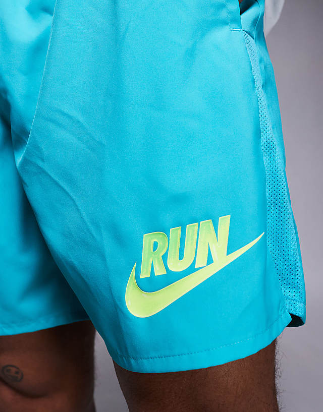 Asos Nike Running Challenger 7inch Shorts In Blue