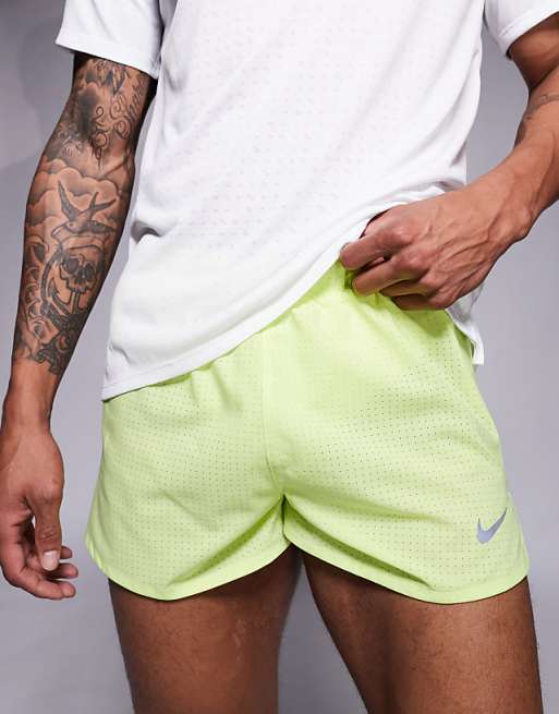 Asos Nike Running Dri-FIT 3 Inch Shorts In Yellow