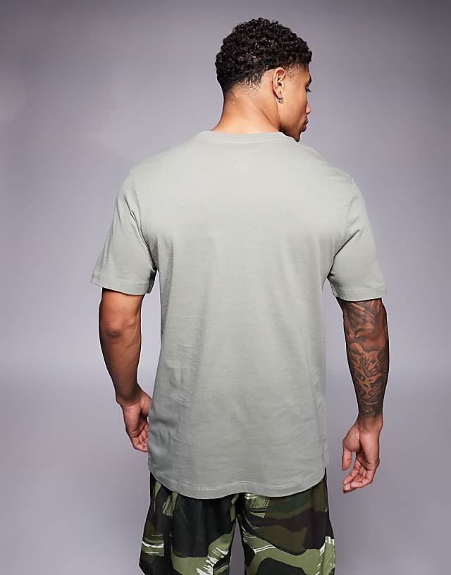 Asos Nike Running Graphic T-shirt In Khaki