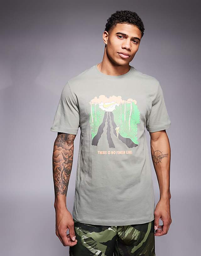 asos Nike Running graphic t-shirt in khaki