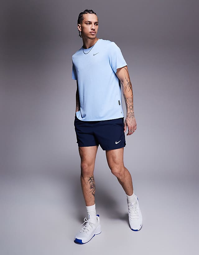 Asos Nike Running Miler Breathe T-shirt In Blue