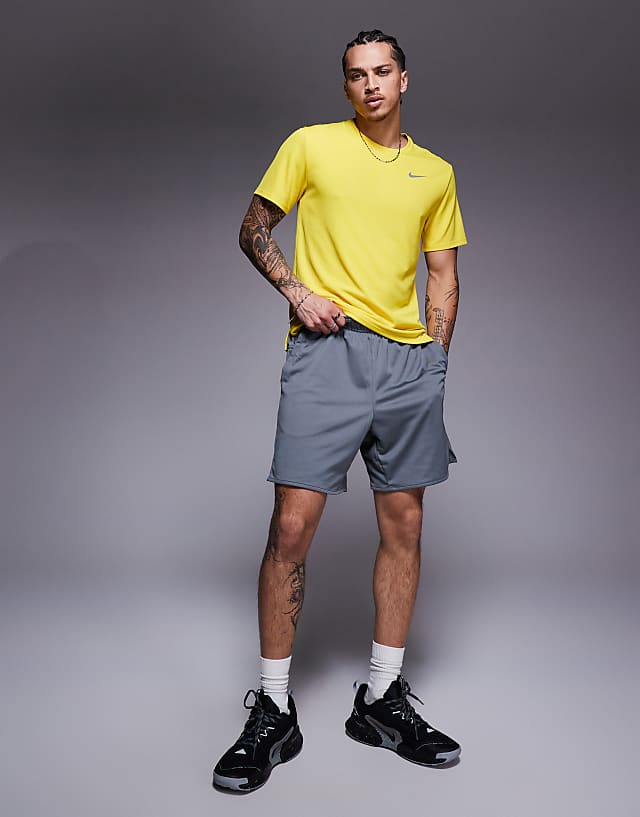 Asos Nike Running Miler Dri-FIT T-shirt In Yellow