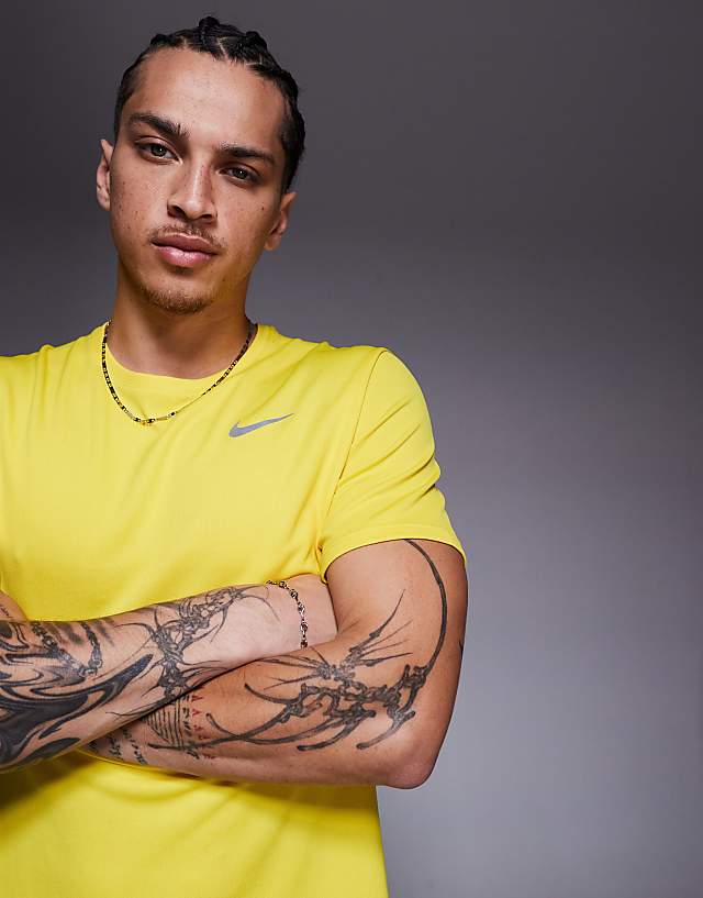 Asos Nike Running Miler Dri-FIT T-shirt In Yellow
