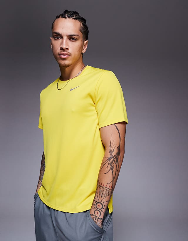 asos Nike Running Miler Dri-FIT t-shirt in yellow
