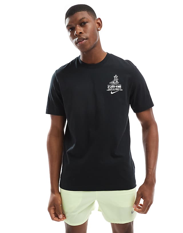 Asos Nike Running Run Graphic T-shirt In Black