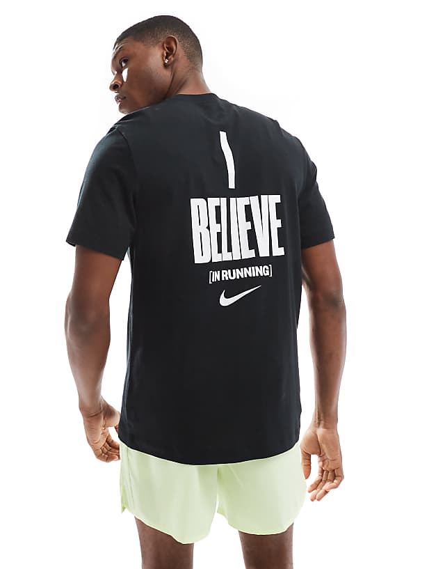 asos Nike Running Run graphic t-shirt in black