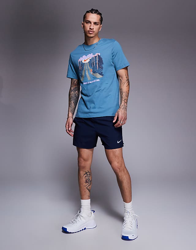 Asos Nike Running Run Graphic T-shirt In Blue