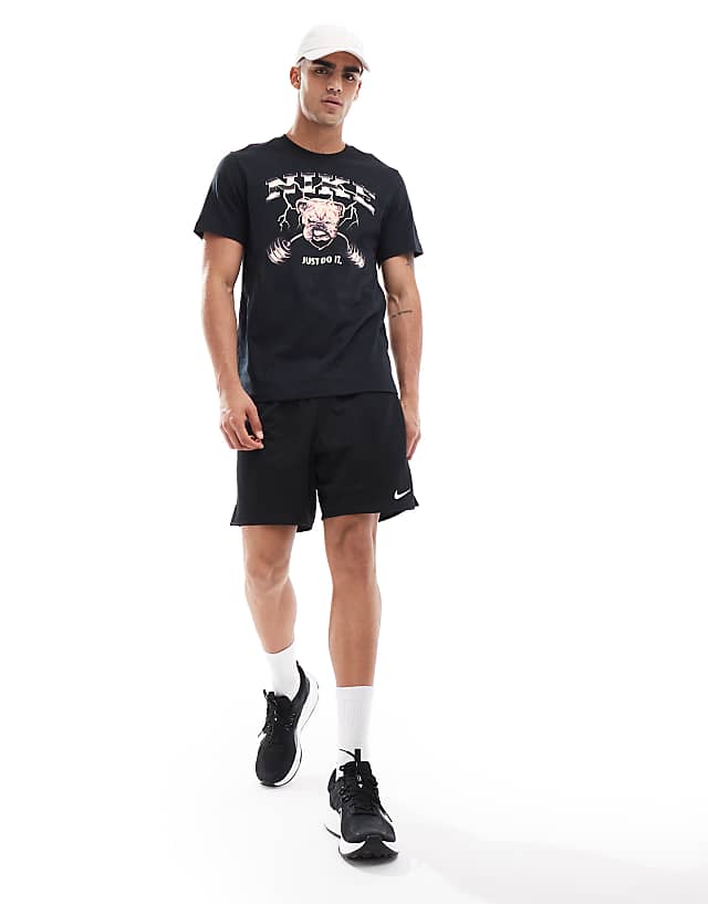 Asos Nike Training Bulldog Print T-shirt In Black