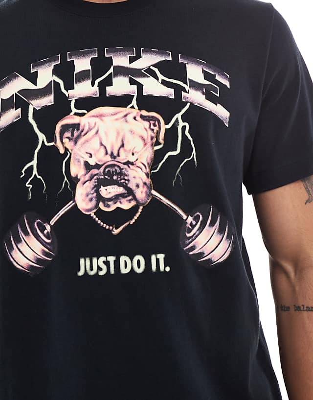 Asos Nike Training Bulldog Print T-shirt In Black