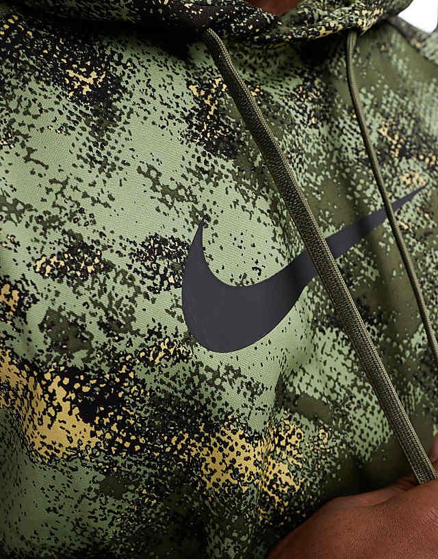 Asos Nike Training Camo Print Hoodie In Green
