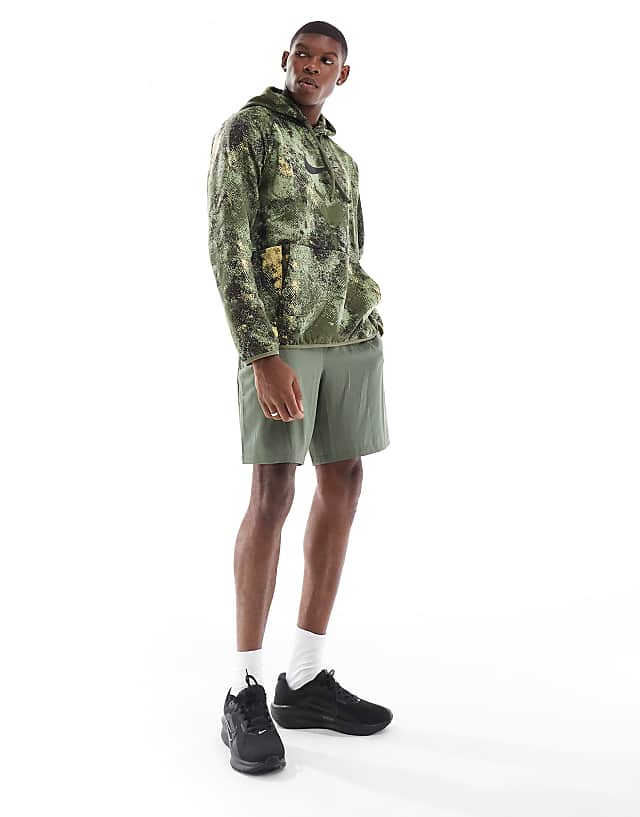 Asos Nike Training Camo Print Hoodie In Green