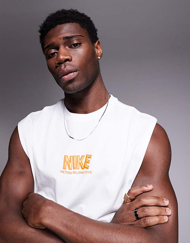Asos Nike Training Gym Life Graphic Vest In White