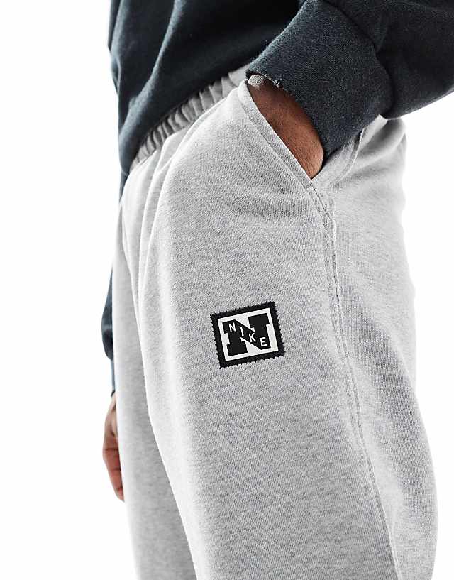 Asos Nike Training Heritage Fleece Joggers In Grey