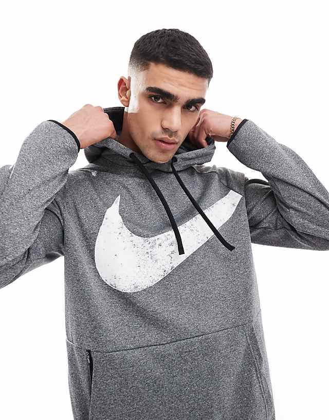 Asos Nike Training Swoosh Graphic Hoodie In Black