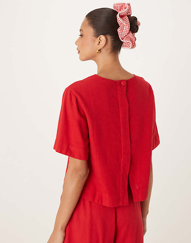 asos Nobody's Child Billy linen top co-ord in red