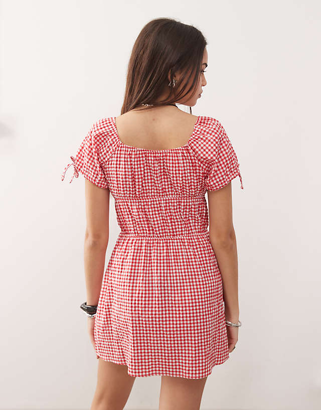Asos Noisy May Tiered Mini Dress In Red Gingham