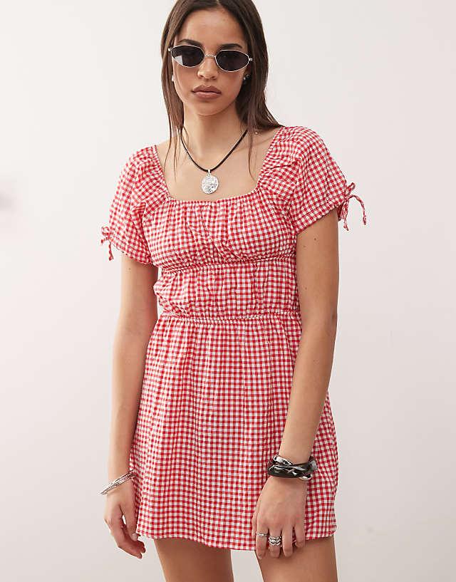 asos Noisy May tiered mini dress in red gingham