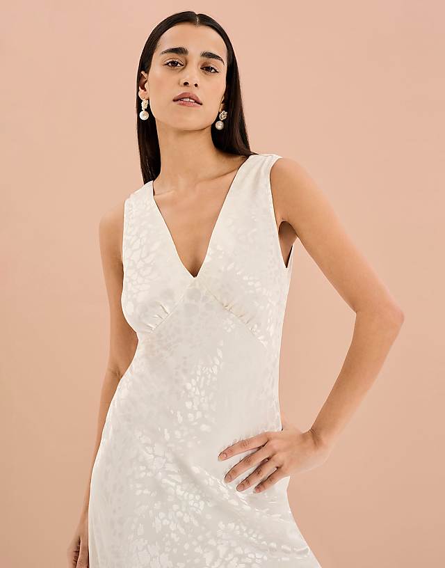 Asos OMNES Iris All Over Print Maxi Dress In Ivory