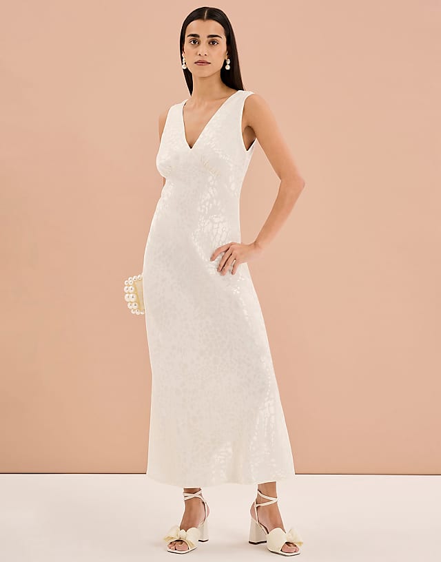 Asos OMNES Iris All Over Print Maxi Dress In Ivory